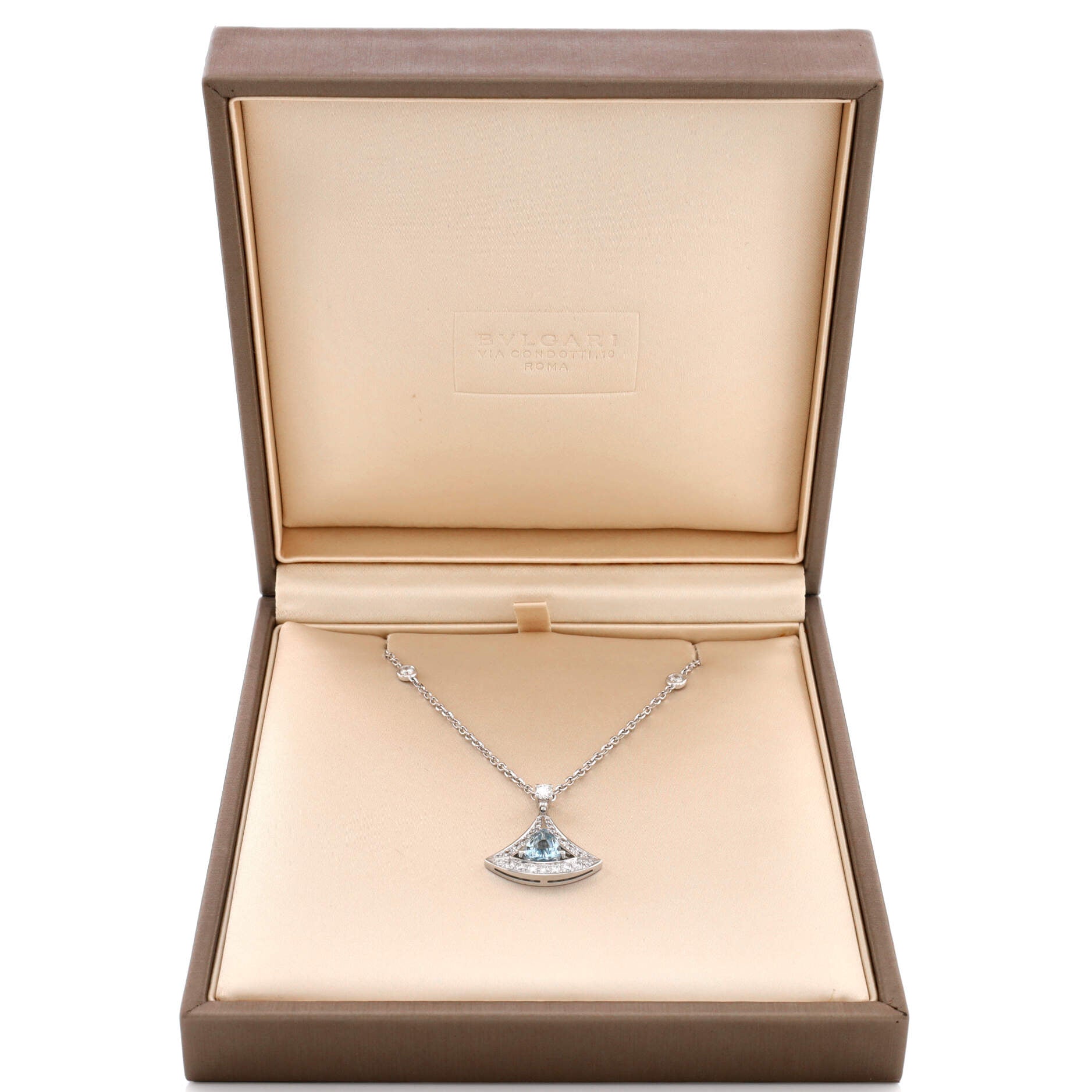 Diva's Dream Pendant Necklace 18K White Gold with Aquamarine and Diamonds