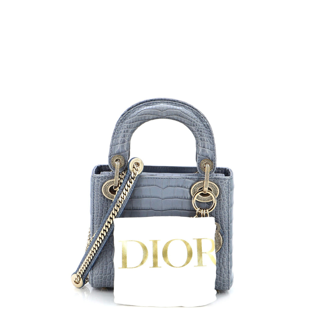 Lady Dior Chain Bag Alligator with Crystal Charms Mini