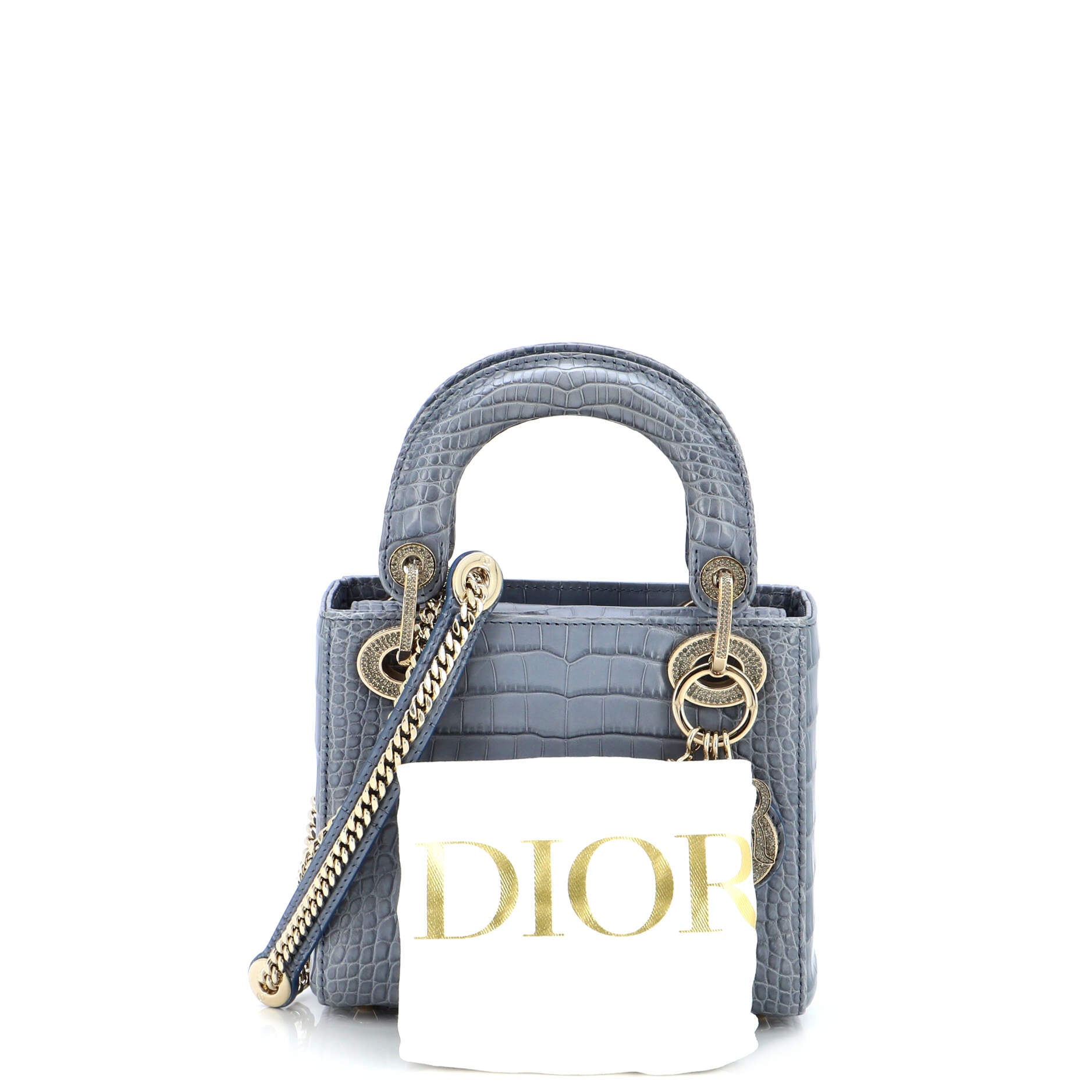 Lady Dior Chain Bag Alligator with Crystal Charms Mini