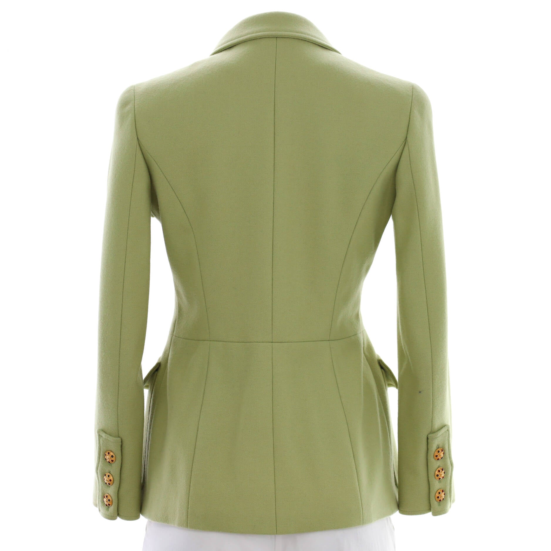 Women's Vintage Four Pocket Collared Jacket Wool with Cabochon Buttons
