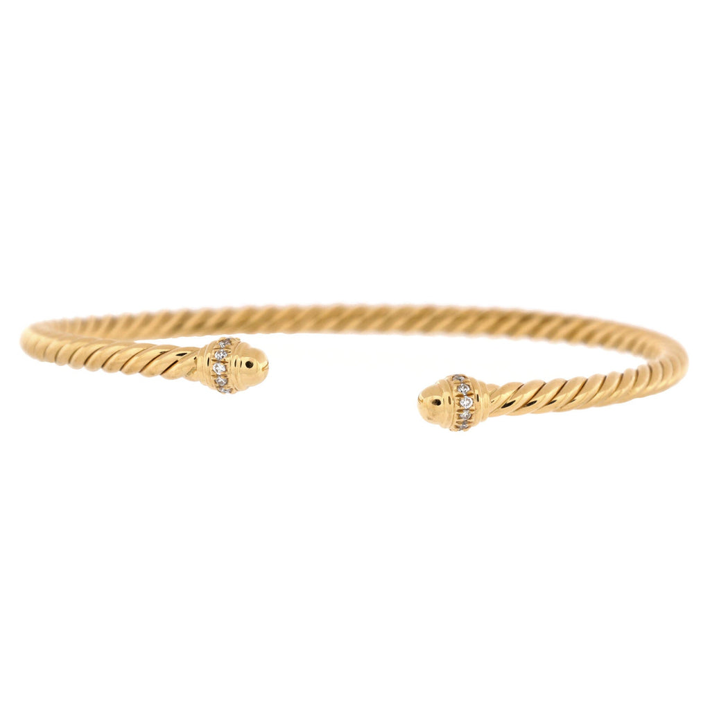 Cable Spira Bracelet 18K Yellow Gold with Diamonds 3mm