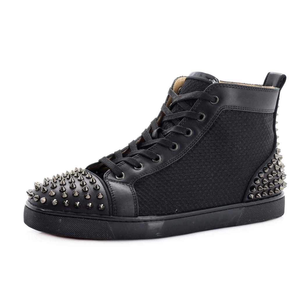 Men's Louis Spikes Flat High-Top Sneakers Studded Leather