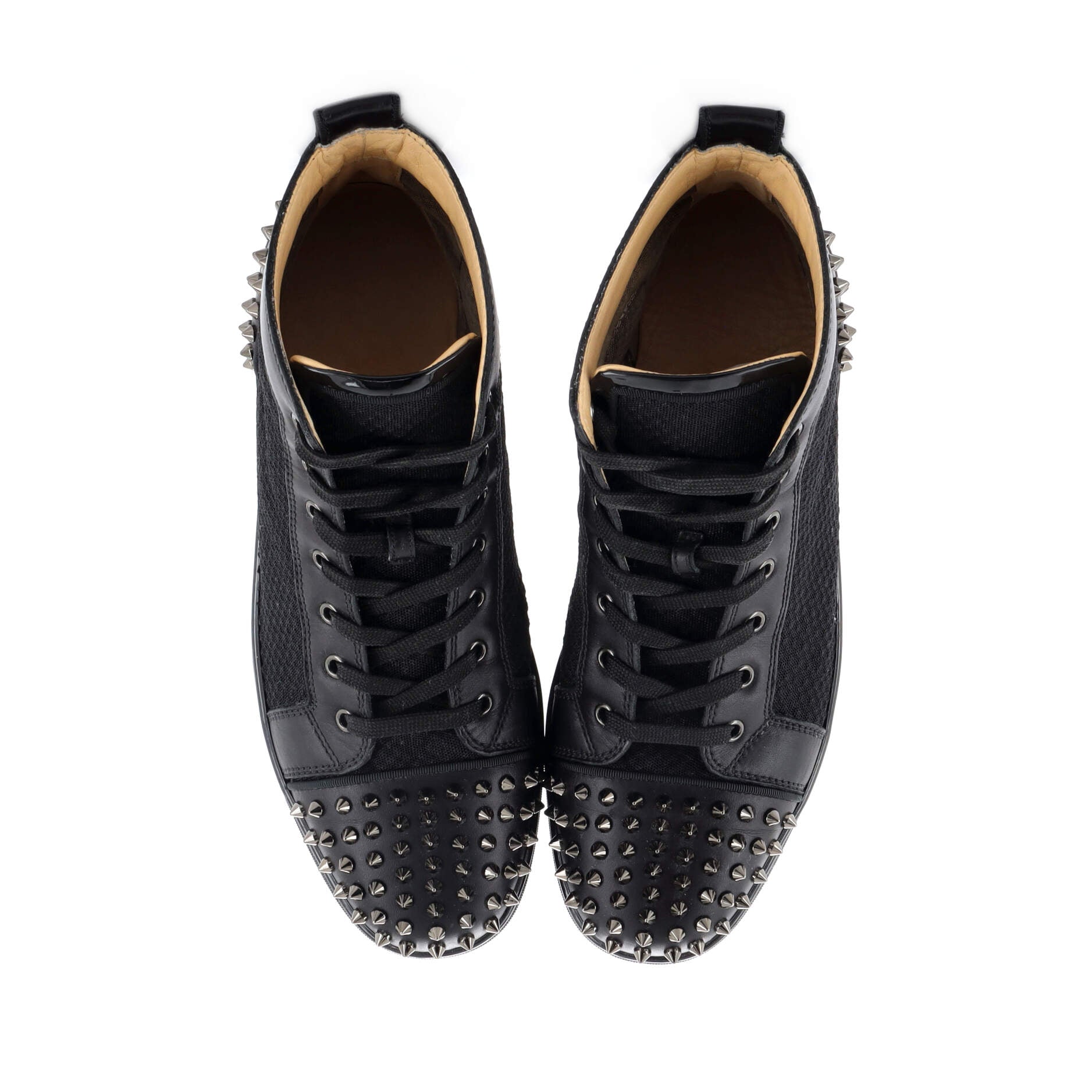 Men's Louis Spikes Flat High-Top Sneakers Studded Leather