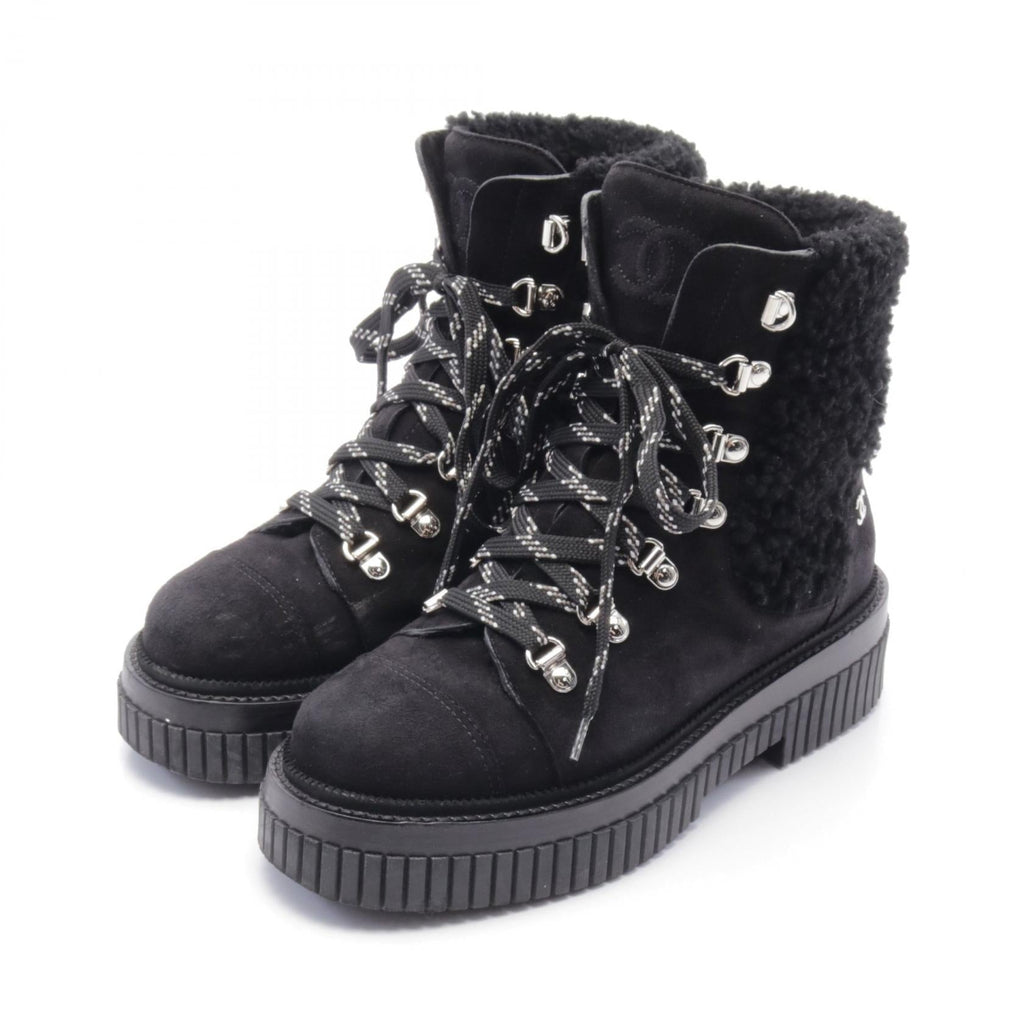 Chanel Matelasse Suede Boa Boots