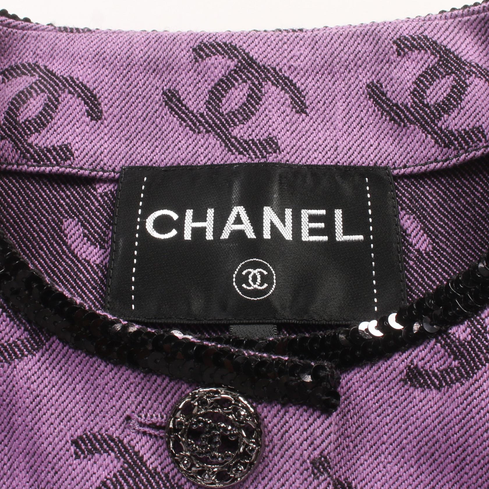 Chanel Coco Mark Cotton Collarless Jacket