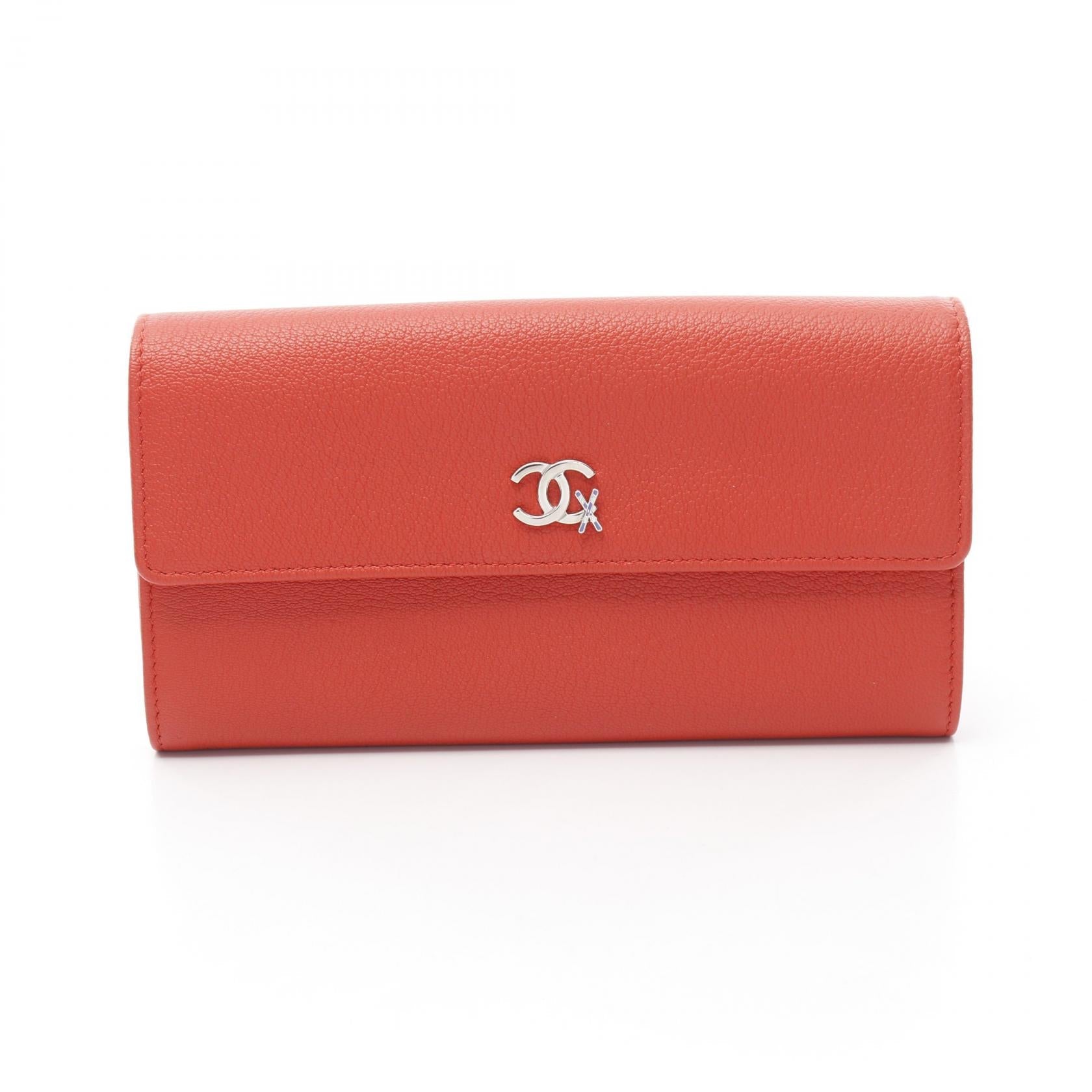 Chanel Coco Mark Ski Motif Grained Calfskin Long Wallet