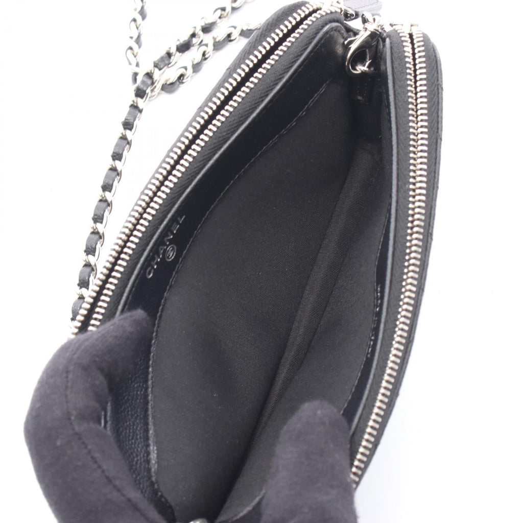 Chanel W Zip Grained Calfskin Shoulder Bag