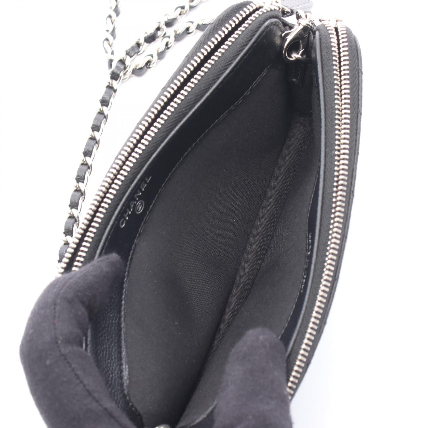 Chanel W Zip Grained Calfskin Shoulder Bag