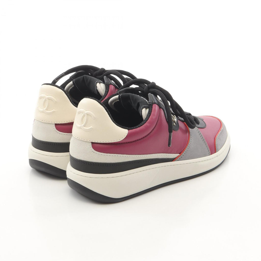 Chanel Coco Mark Leather Fabric Sneakers