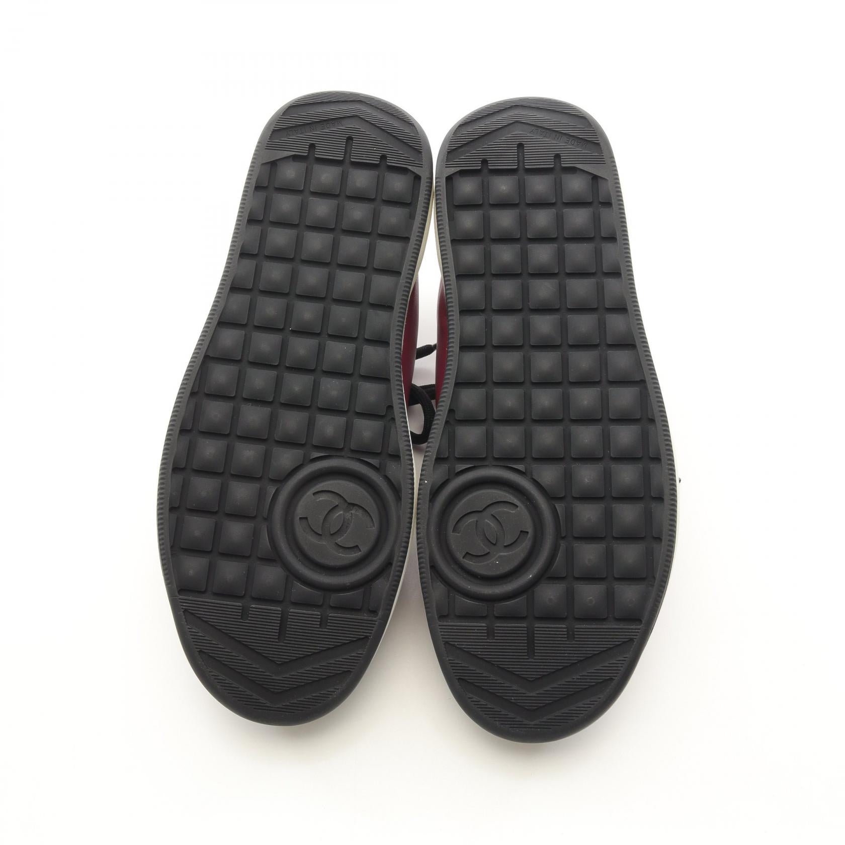 Chanel Coco Mark Leather Fabric Sneakers