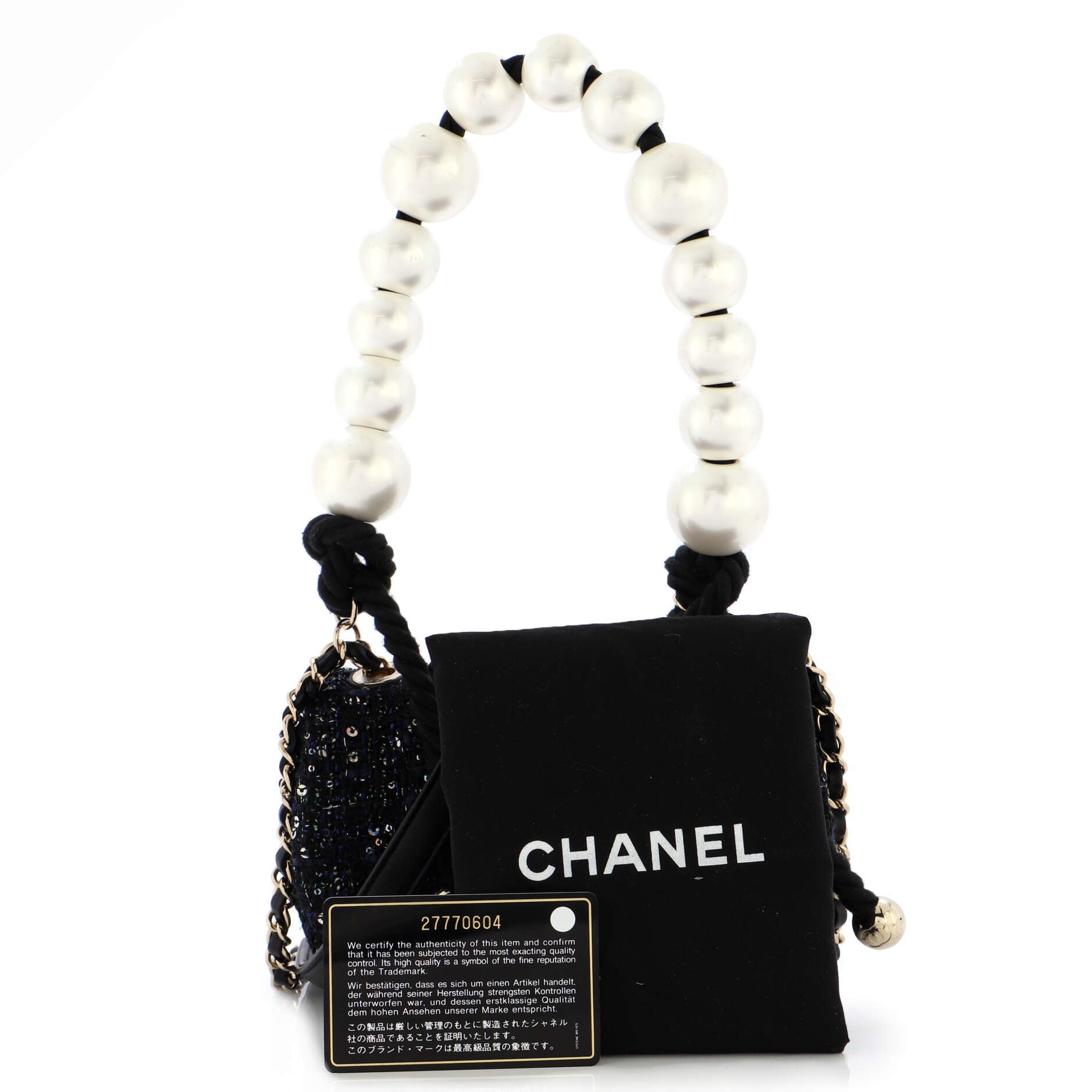 Pearl Handle Flap Bag Quilted Tweed Mini