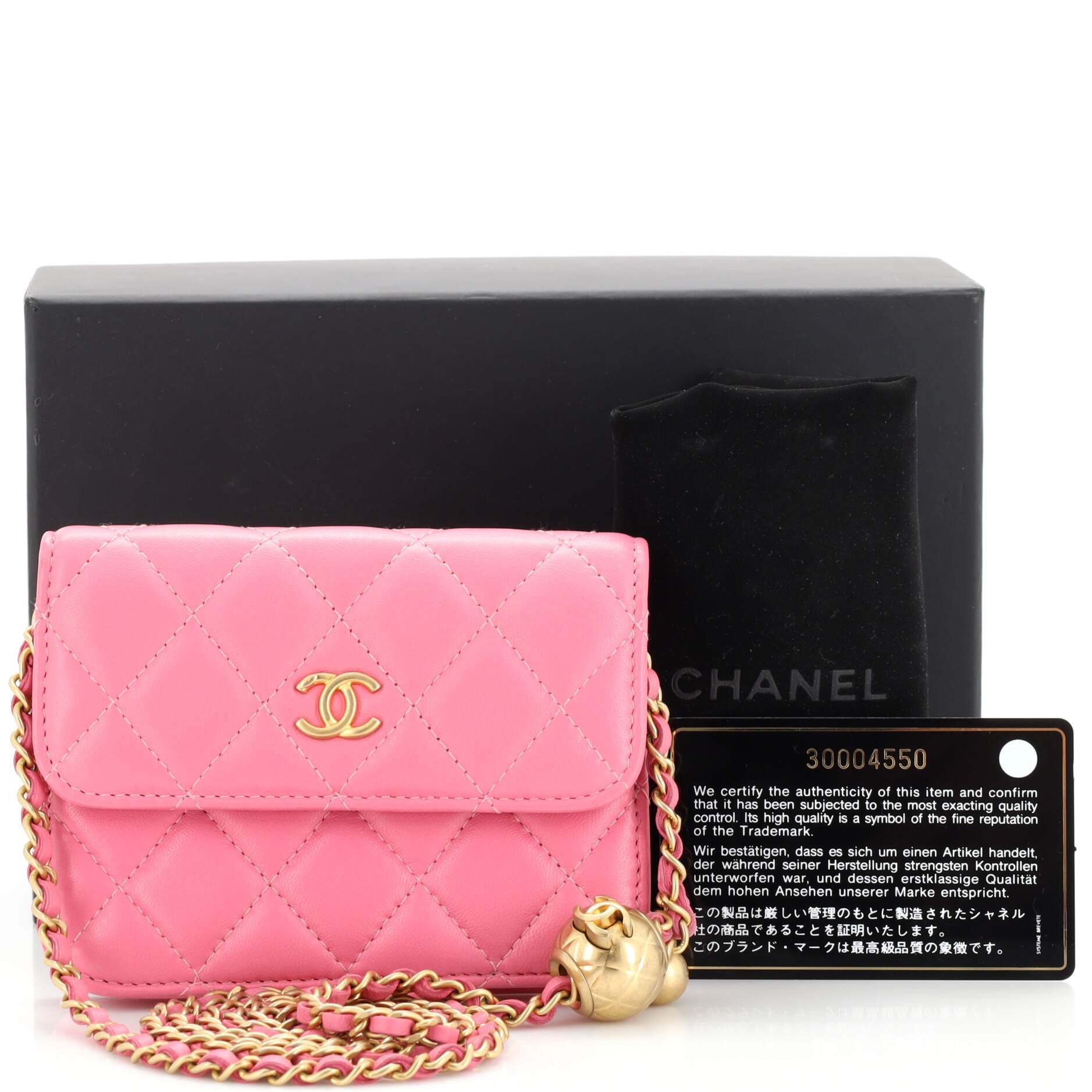 Pearl Crush Flap Clutch with Chain Quilted Lambskin Mini