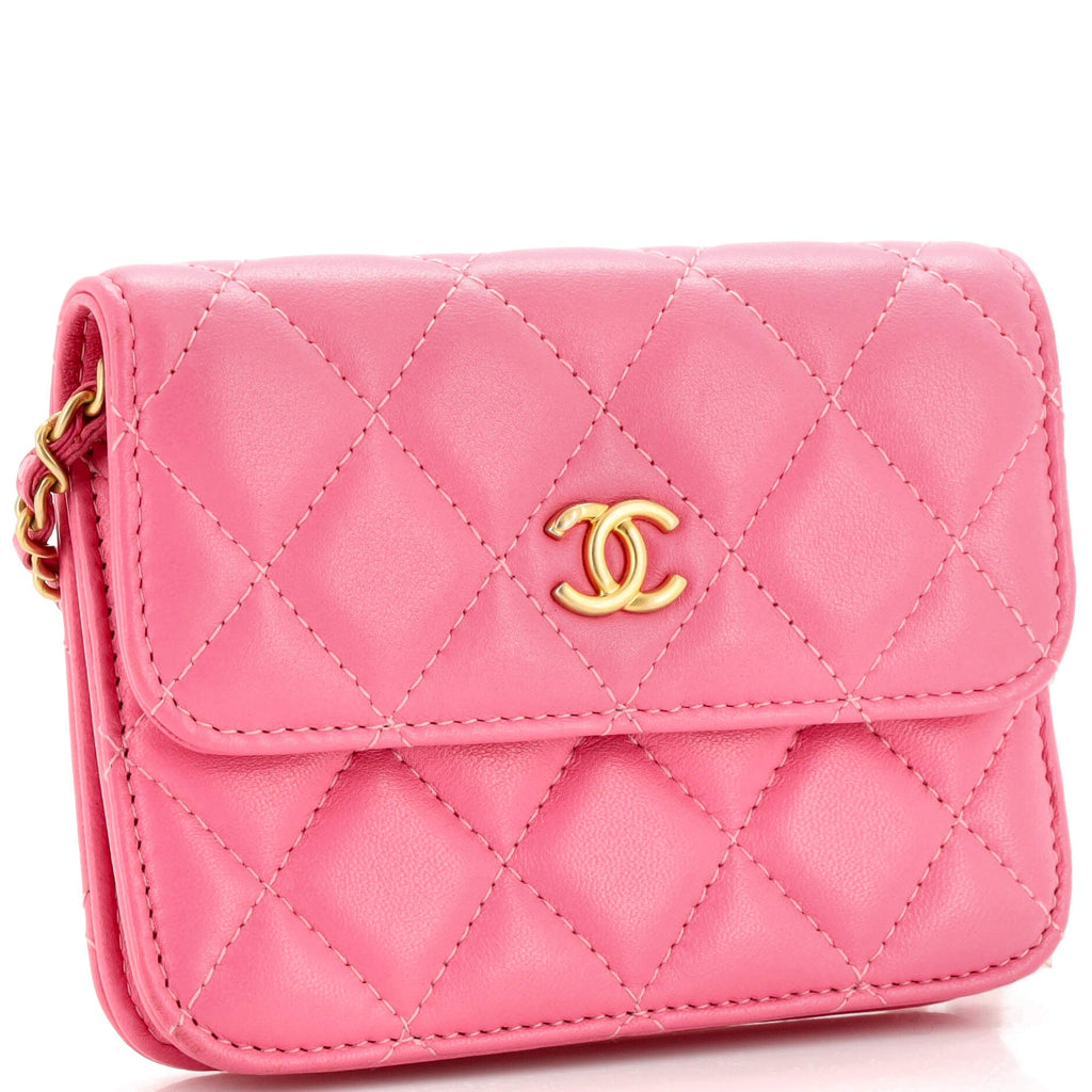 Pearl Crush Flap Clutch with Chain Quilted Lambskin Mini