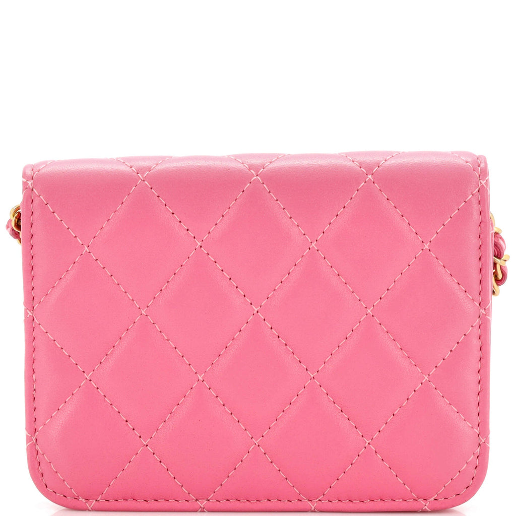 Pearl Crush Flap Clutch with Chain Quilted Lambskin Mini