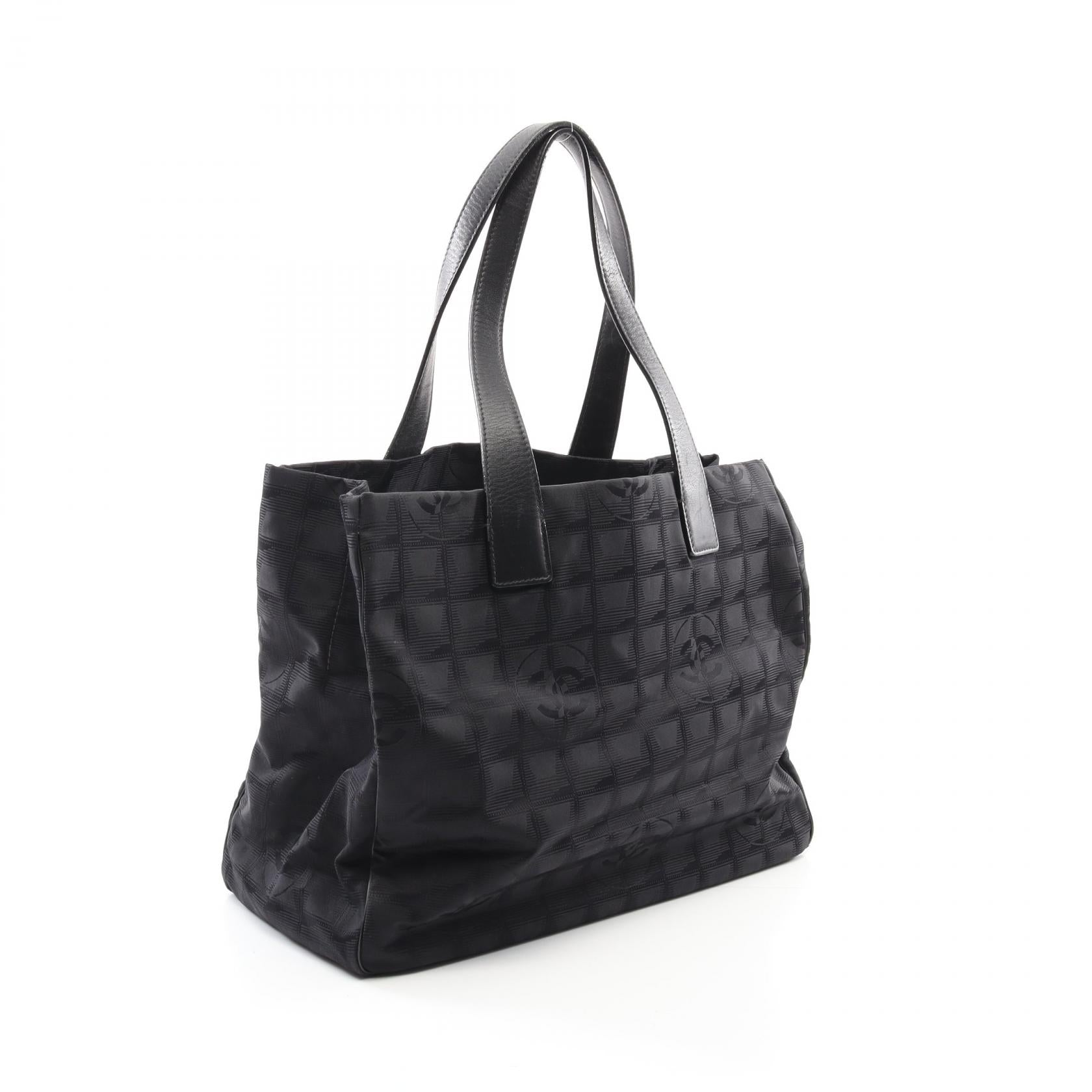 Chanel New Travel Line Leather Nylon Canvas Tote Bag
