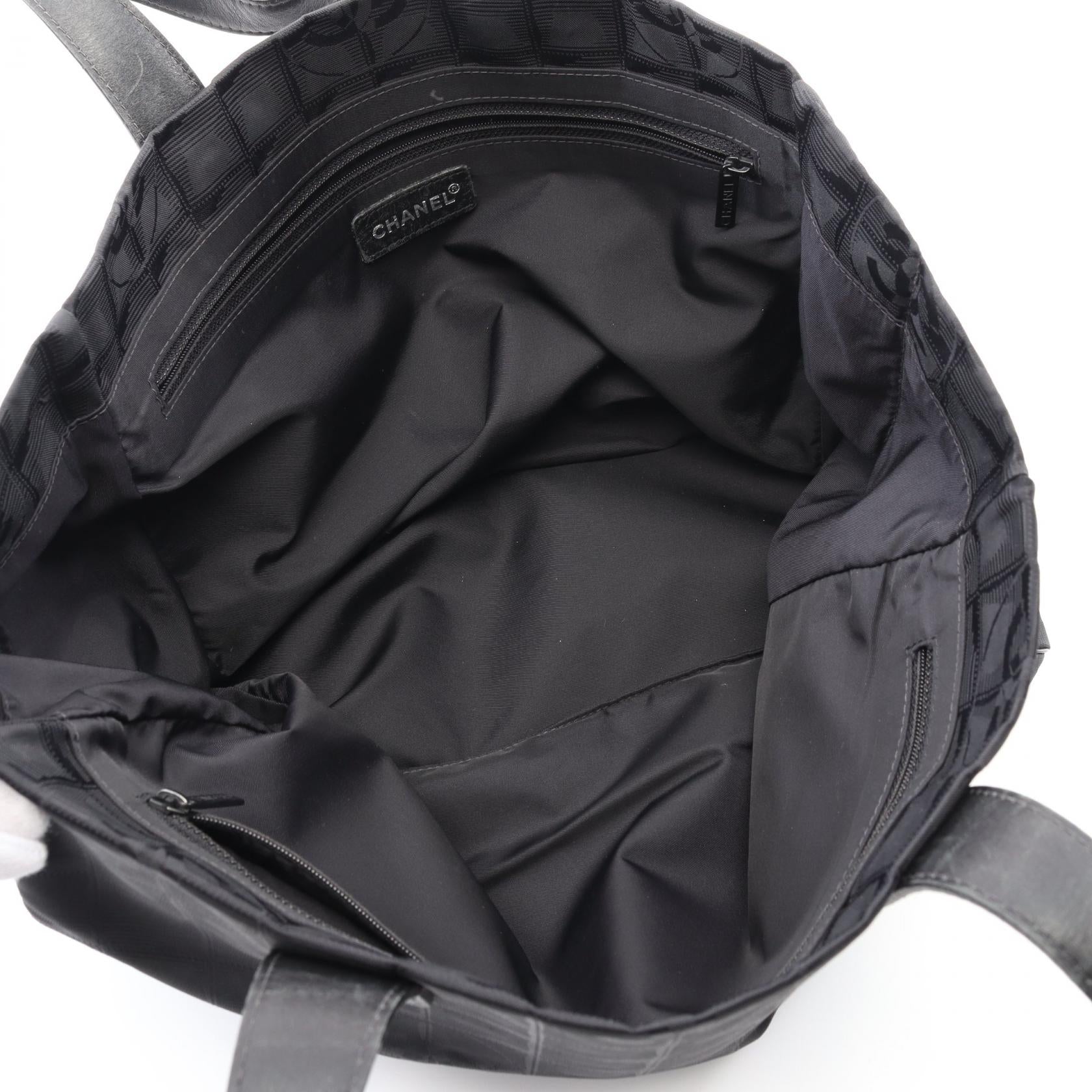 Chanel New Travel Line Leather Nylon Canvas Tote Bag