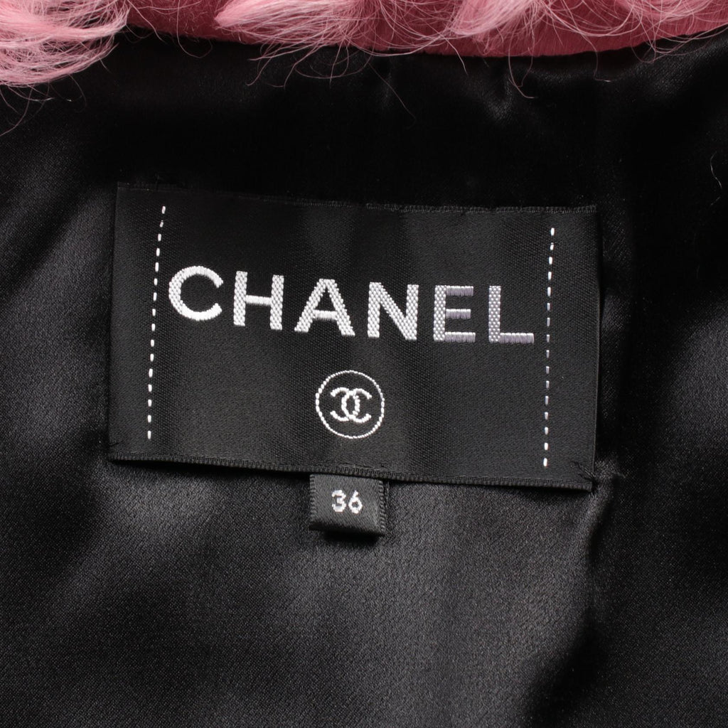 Chanel Coco Mark Button Shearling Collarless Jacket