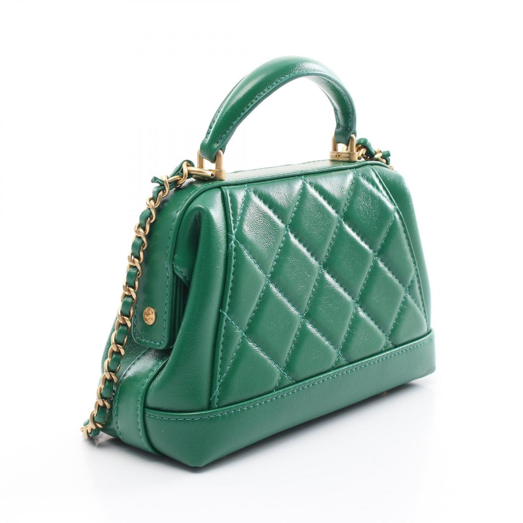 Chanel Matelassé Small Top Handle 2way Leather Bag