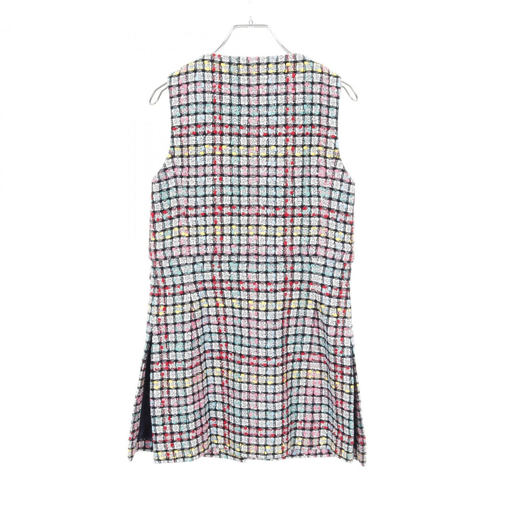 Chanel Coco Mark Button Tweed Cotton Nylon Long Gilet