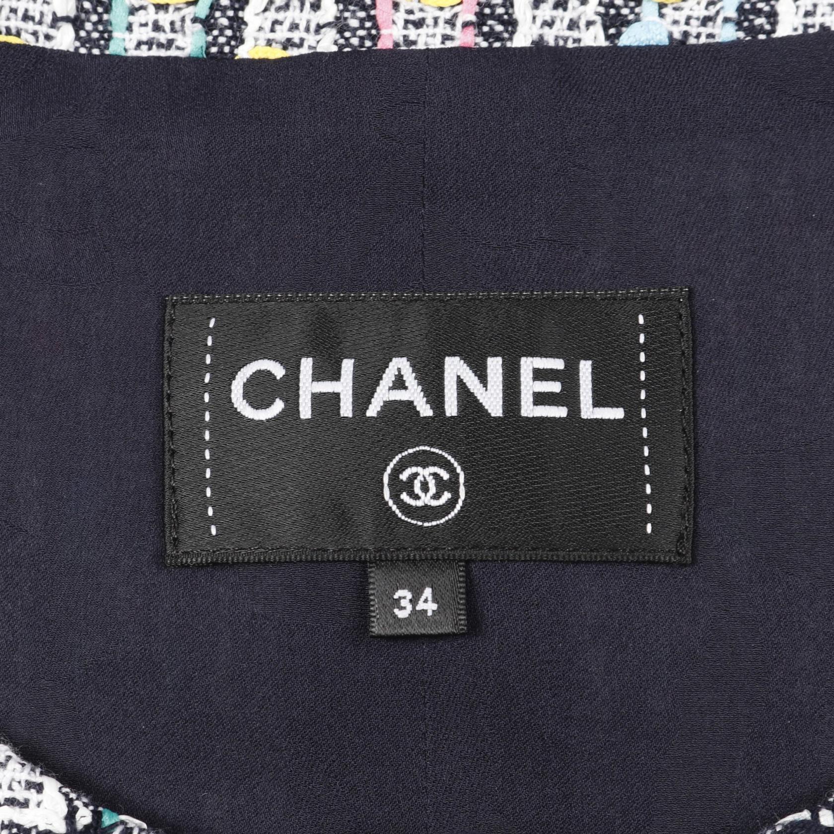 Chanel Coco Mark Button Tweed Cotton Nylon Long Gilet