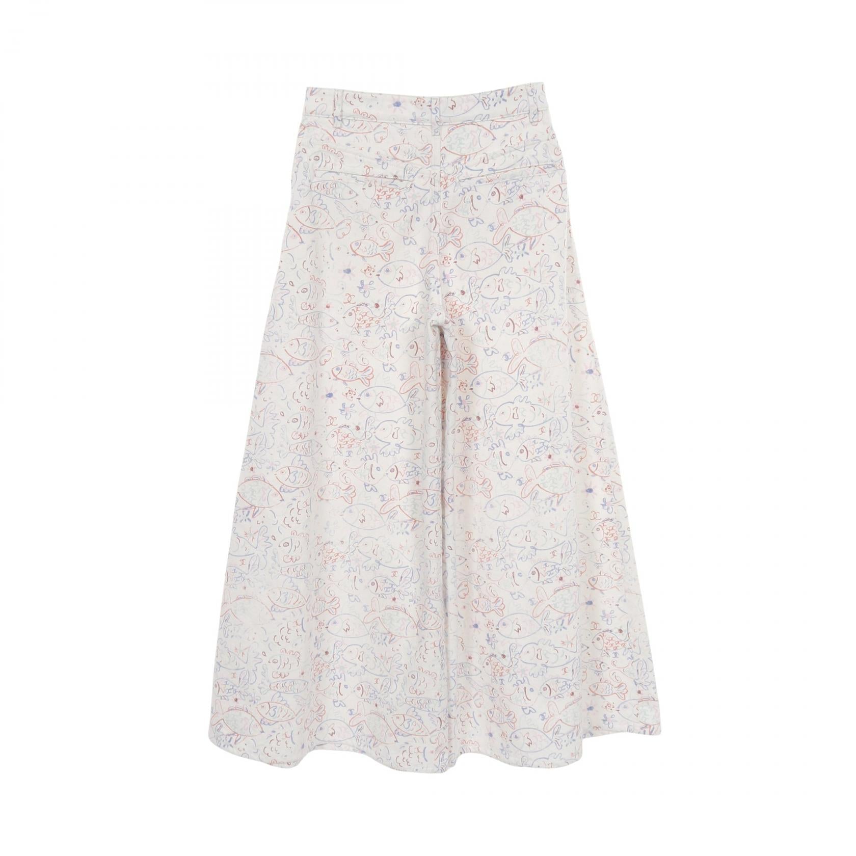 Chanel Marine Print Cotton Denim Pants