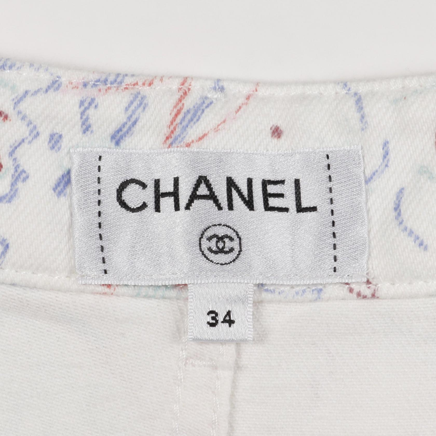 Chanel Marine Print Cotton Denim Pants