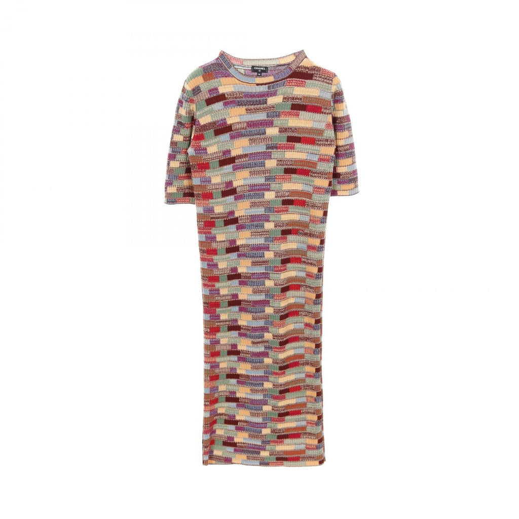 Chanel Coco Mark Button Wool Silk Cashmere Dress