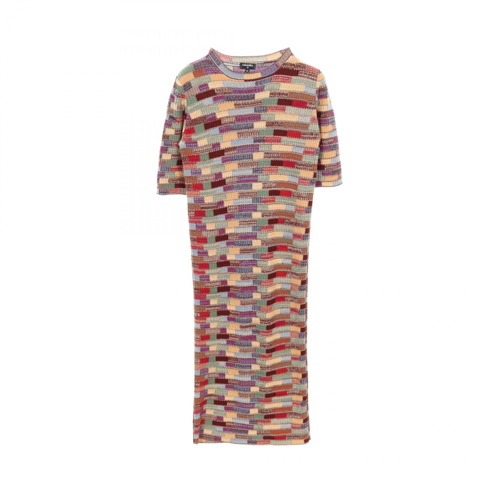 Chanel Coco Mark Button Wool Silk Cashmere Dress