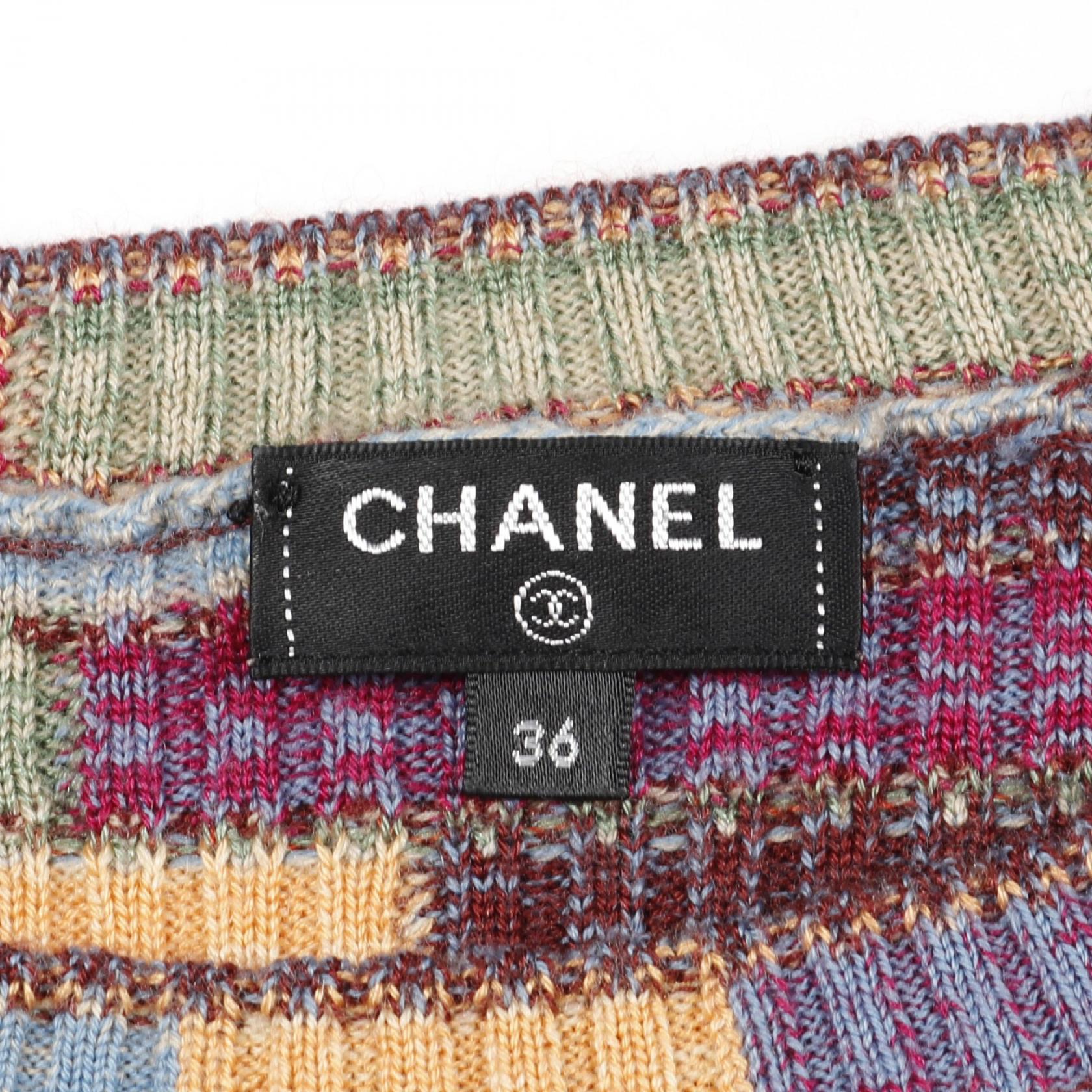 Chanel Coco Mark Button Wool Silk Cashmere Dress