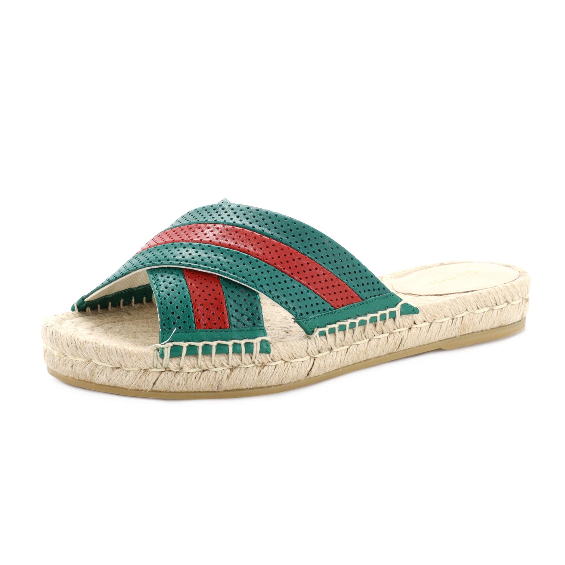 Women's Web Espadrille Slide Sandals Perforated Leather