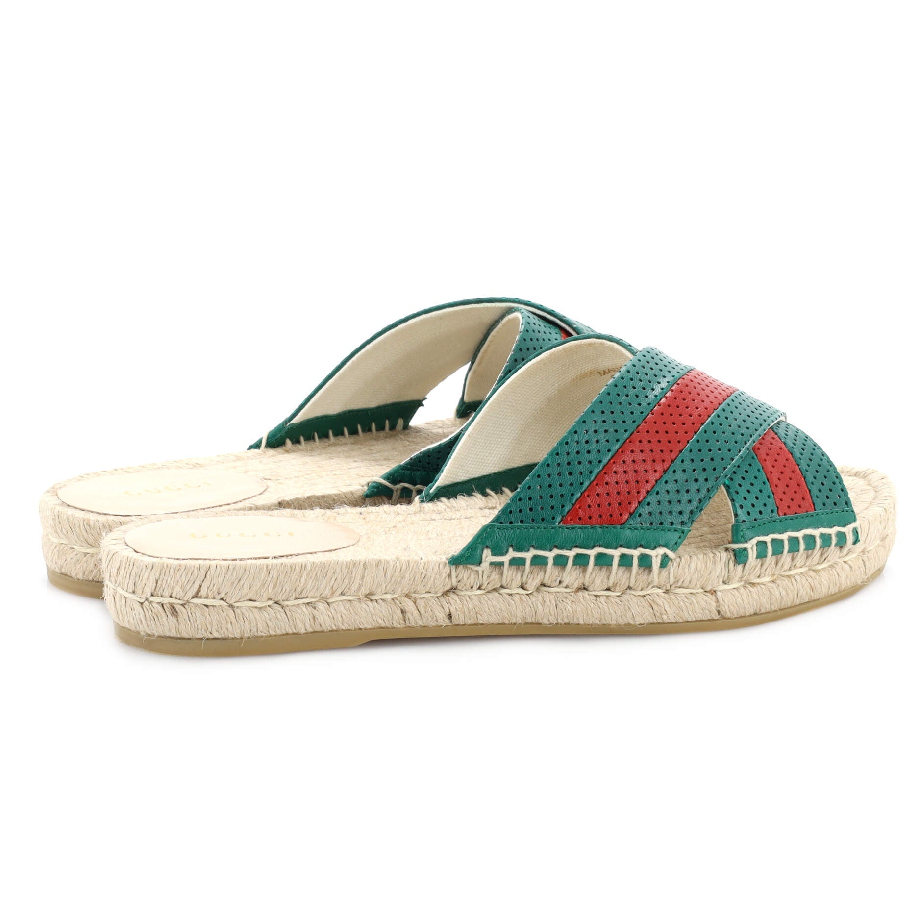 Women's Web Espadrille Slide Sandals Perforated Leather
