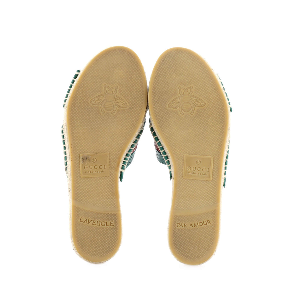Women's Web Espadrille Slide Sandals Perforated Leather