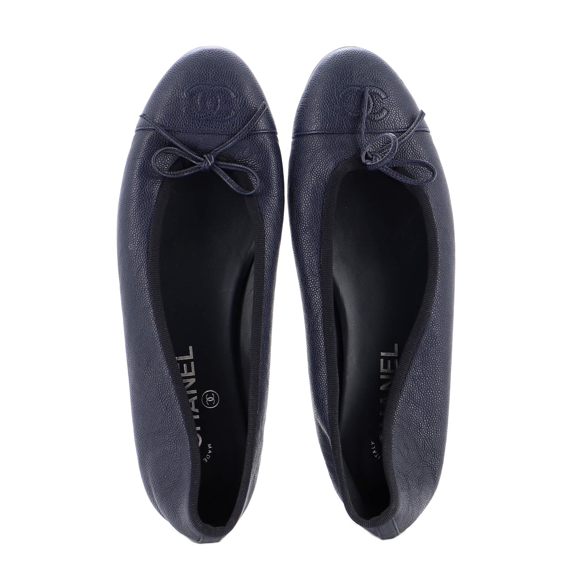 Women's CC Cap Toe Bow Ballerina Flats Leather