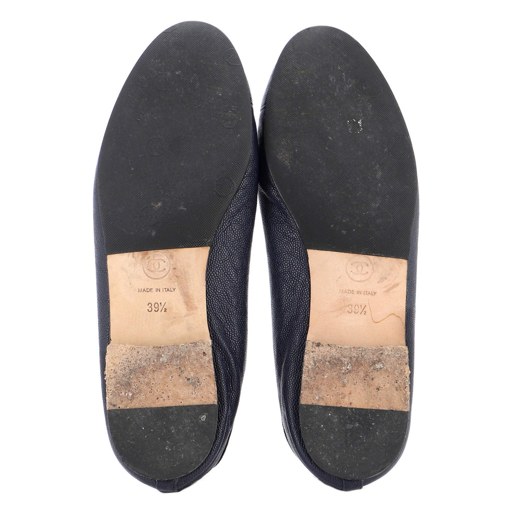 Women's CC Cap Toe Bow Ballerina Flats Leather