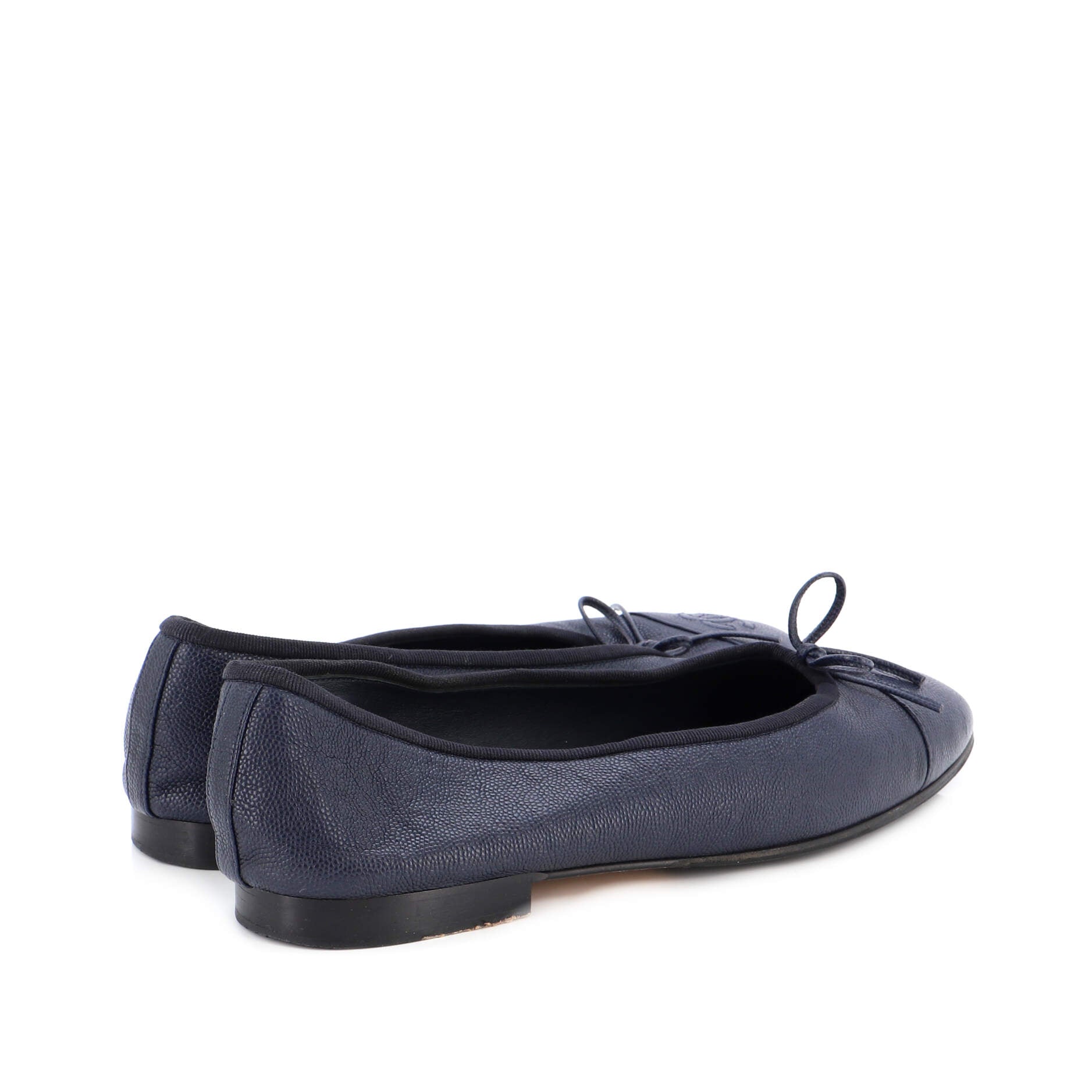 Women's CC Cap Toe Bow Ballerina Flats Leather