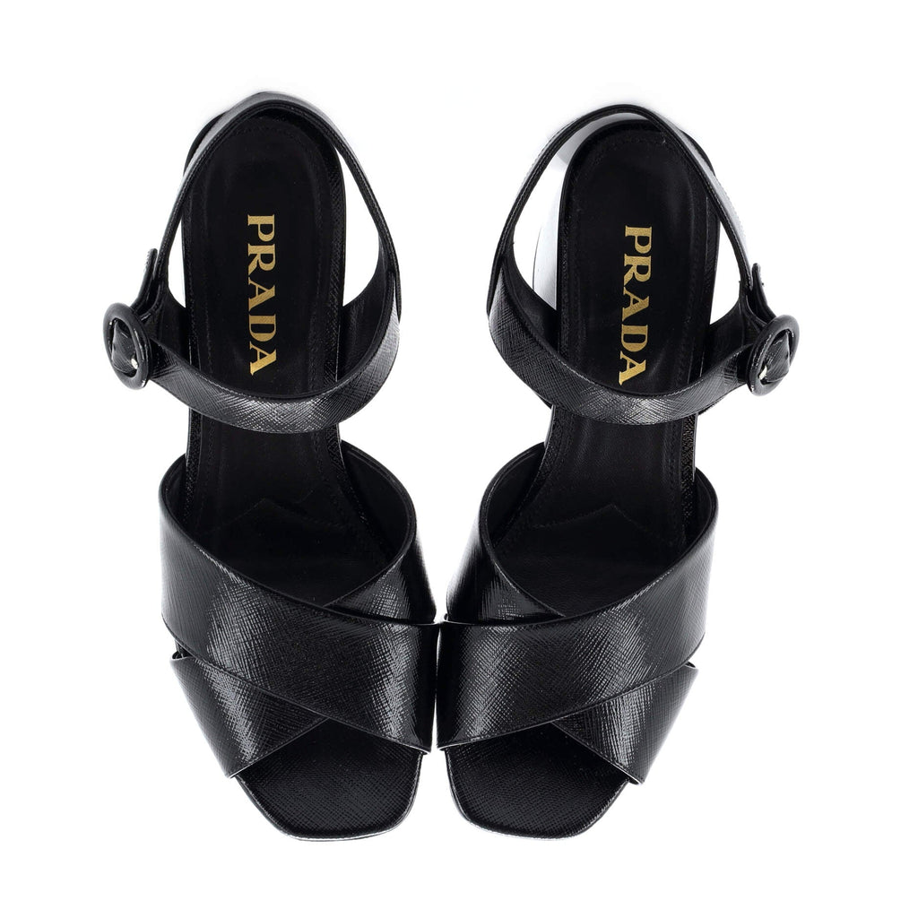 Women's Criss Cross Platform Heeled Sandals Leather