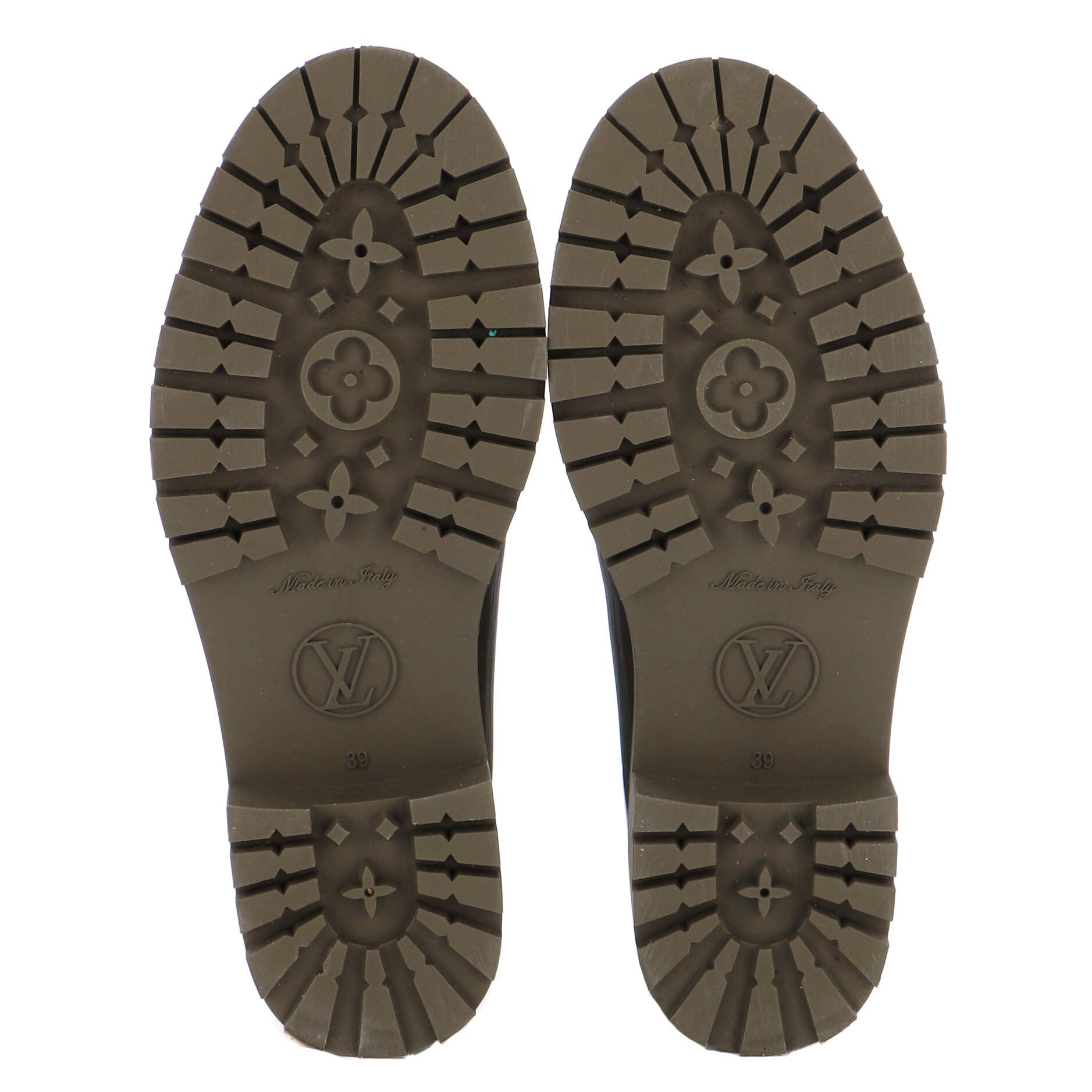 Women's Drops Flat Half Boots Monogram Embossed Rubber