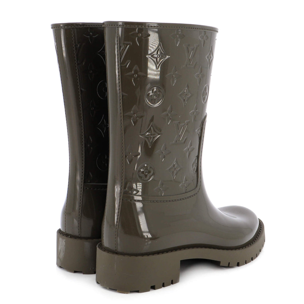 Women's Drops Flat Half Boots Monogram Embossed Rubber