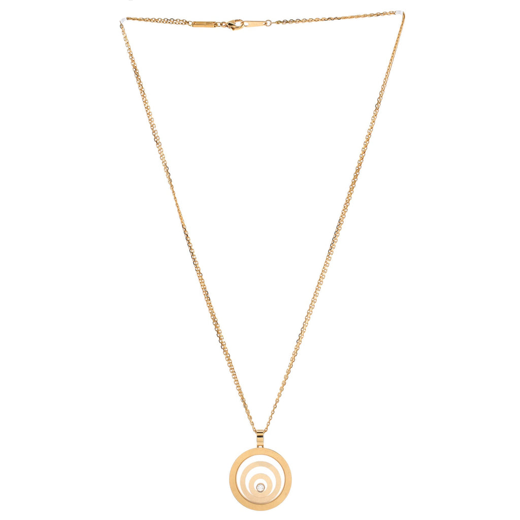 Happy Spirit Triple Circle Pendant Necklace 18K Yellow Gold with Diamond