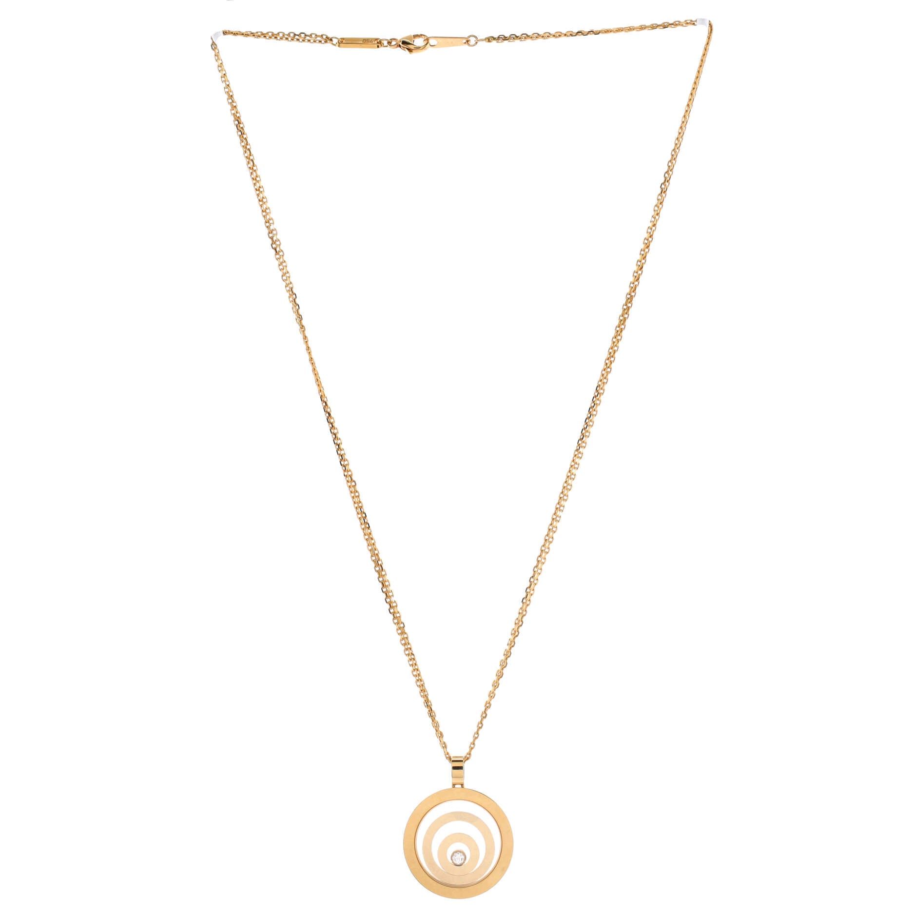 Happy Spirit Triple Circle Pendant Necklace 18K Yellow Gold with Diamond