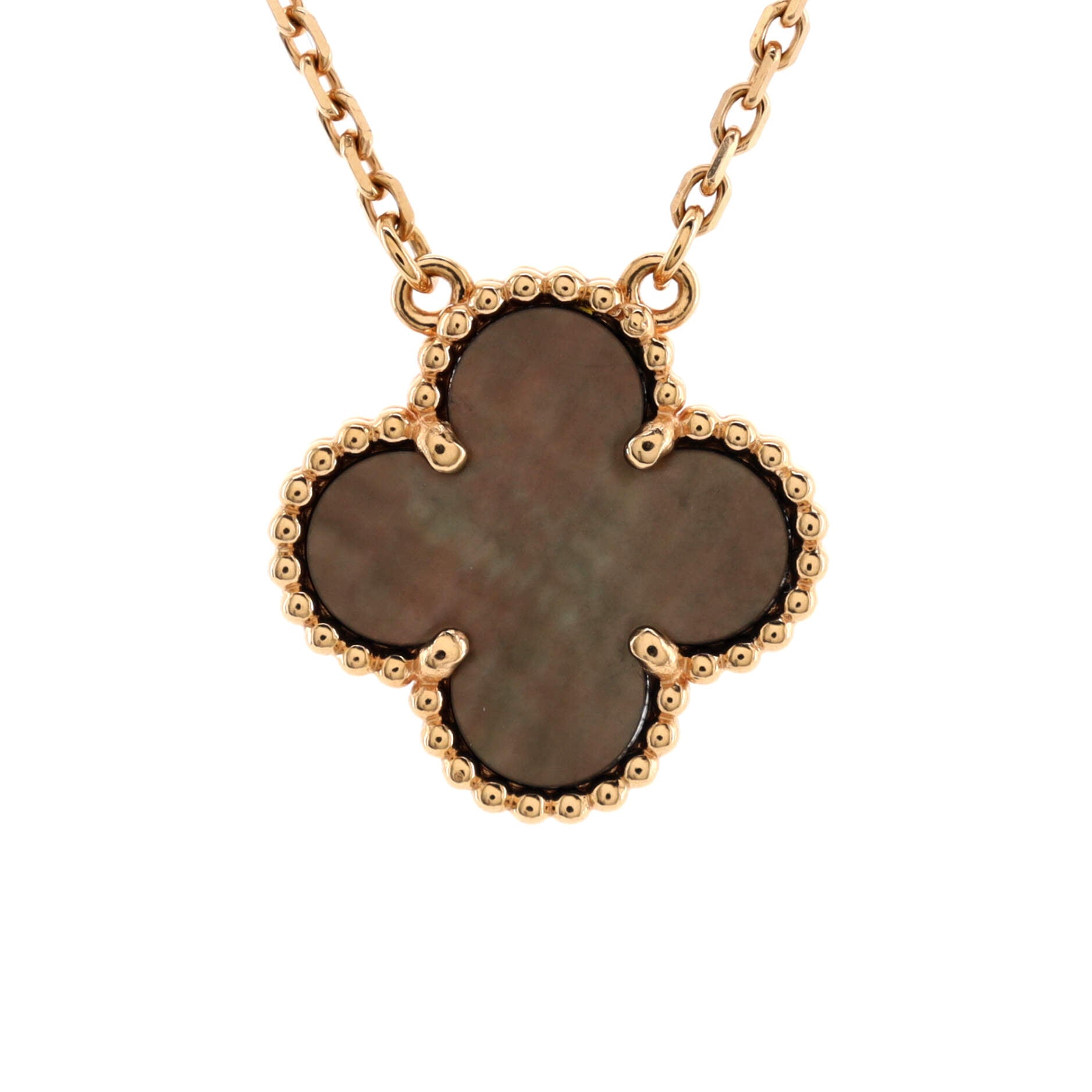 Vintage Alhambra Pendant Necklace 18K Rose Gold and Grey Mother of Pearl