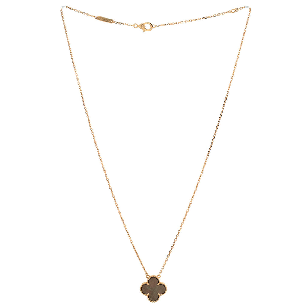 Vintage Alhambra Pendant Necklace 18K Rose Gold and Grey Mother of Pearl