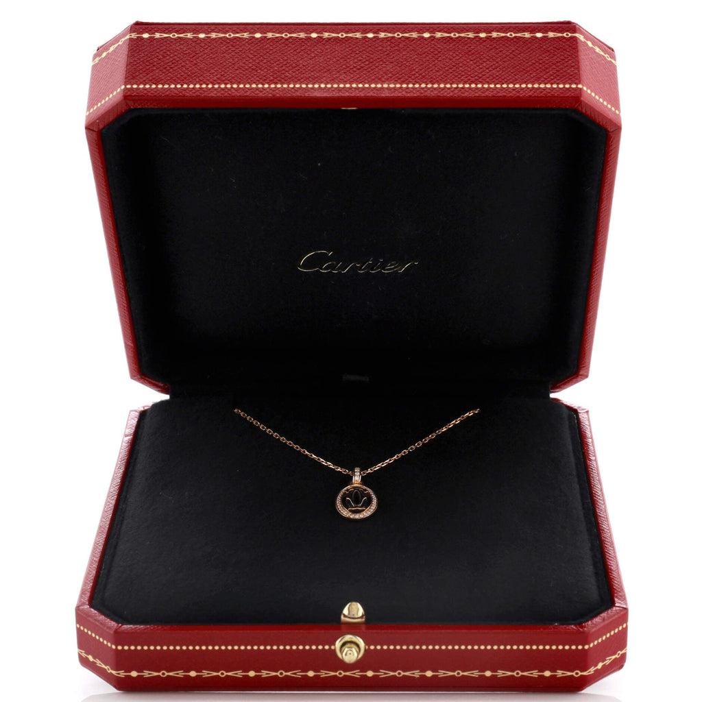 Double C de Cartier Pendant Necklace 18K Rose Gold and Diamonds