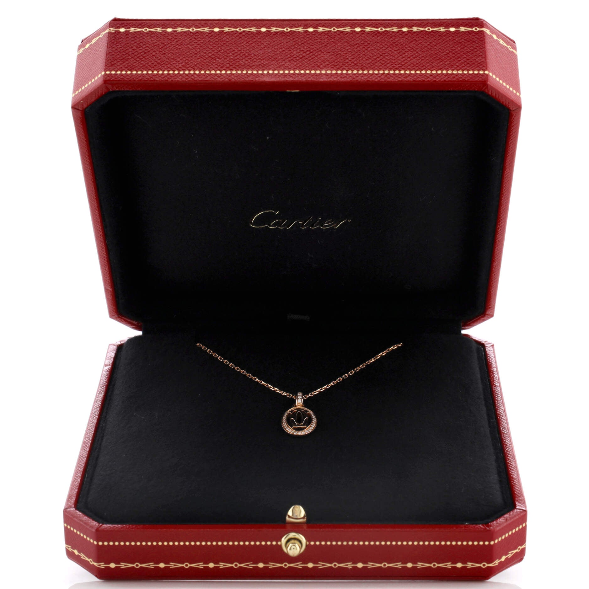 Double C de Cartier Pendant Necklace 18K Rose Gold and Diamonds