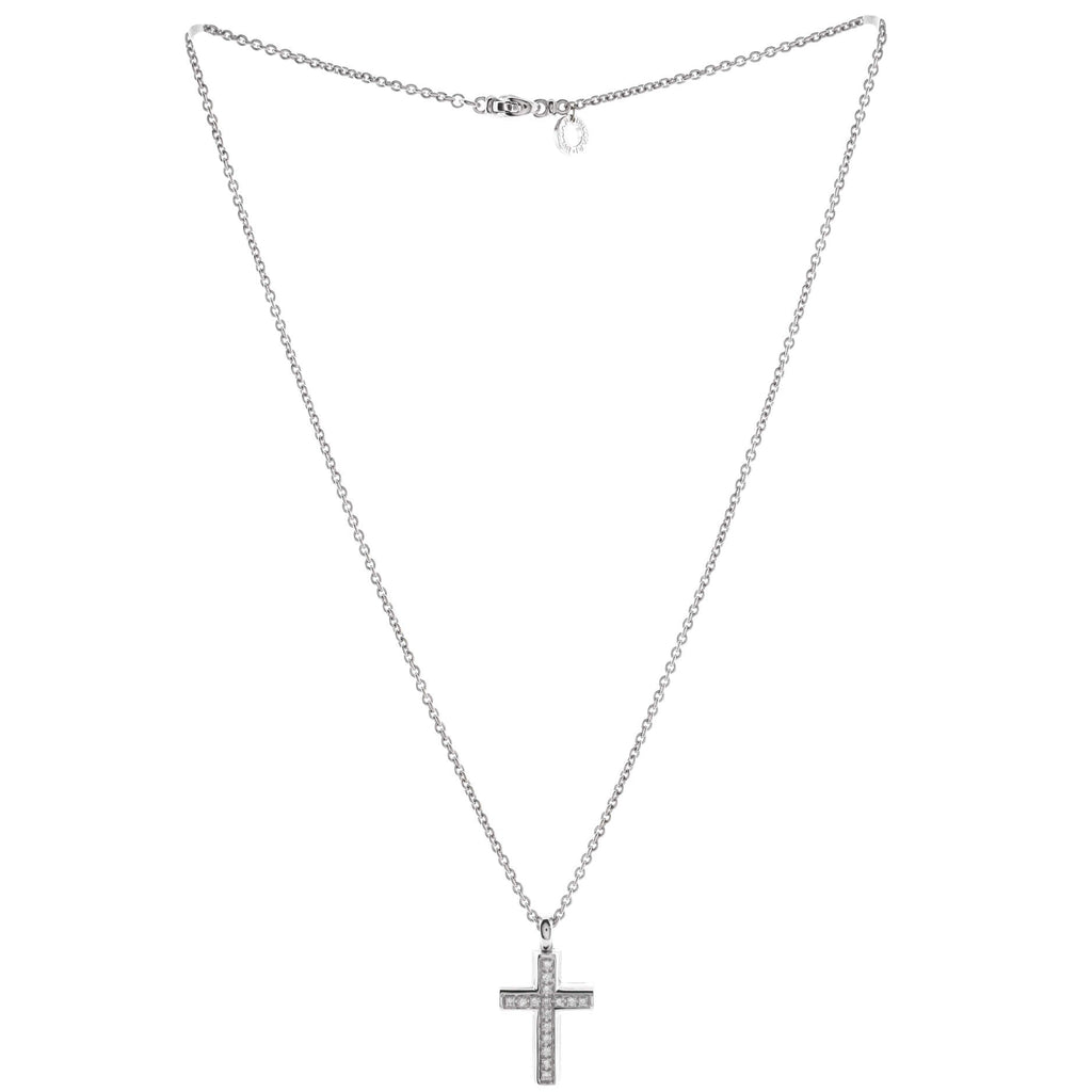 Latin Cross Necklace 18K White Gold and Diamonds