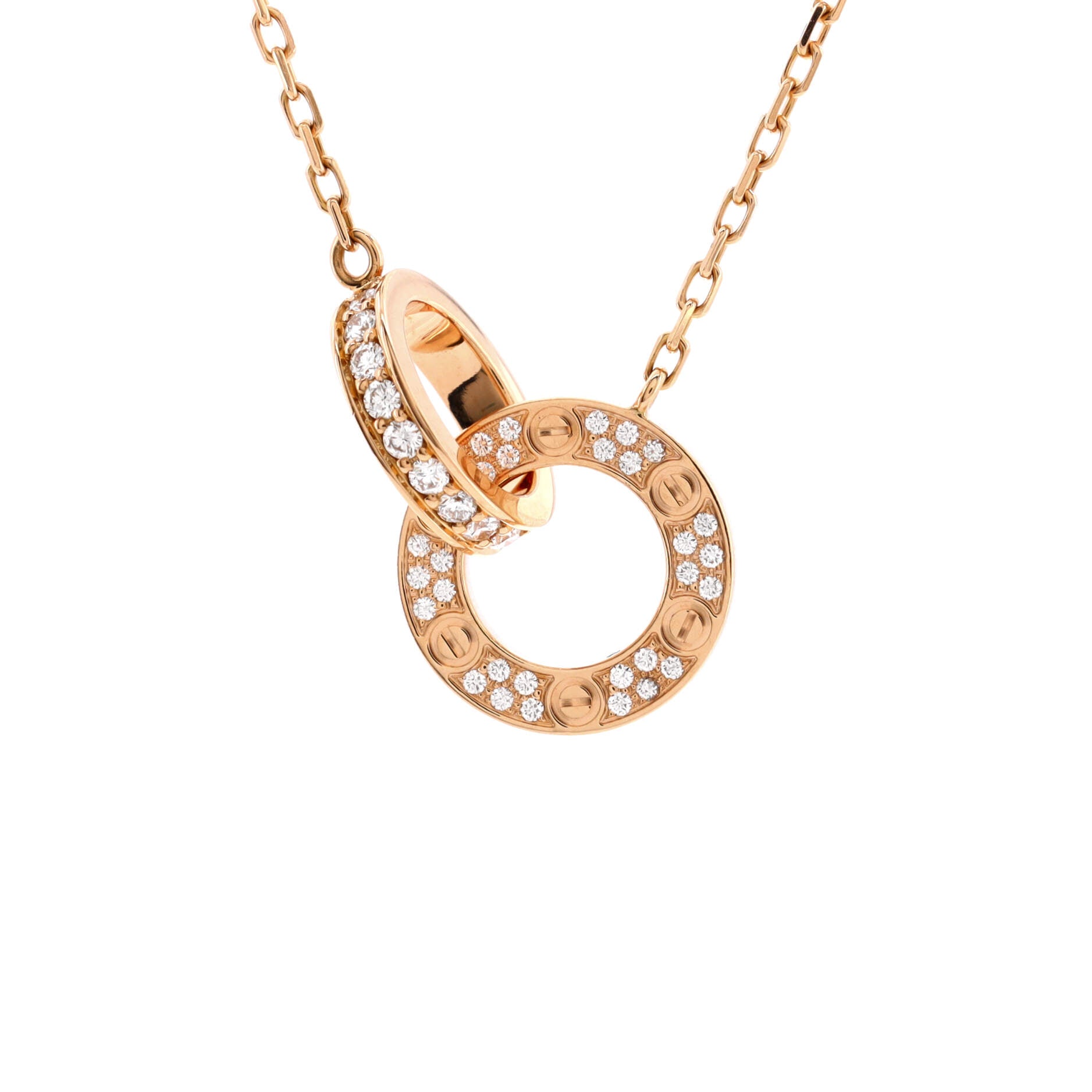 Love Interlocking Pave Necklace 18K Rose Gold and Diamonds