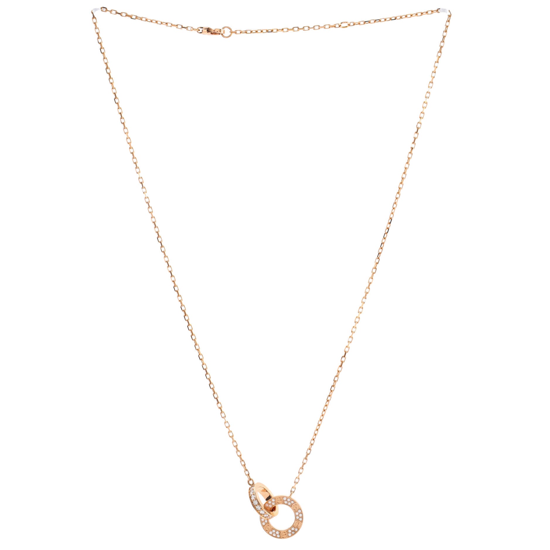 Love Interlocking Pave Necklace 18K Rose Gold and Diamonds