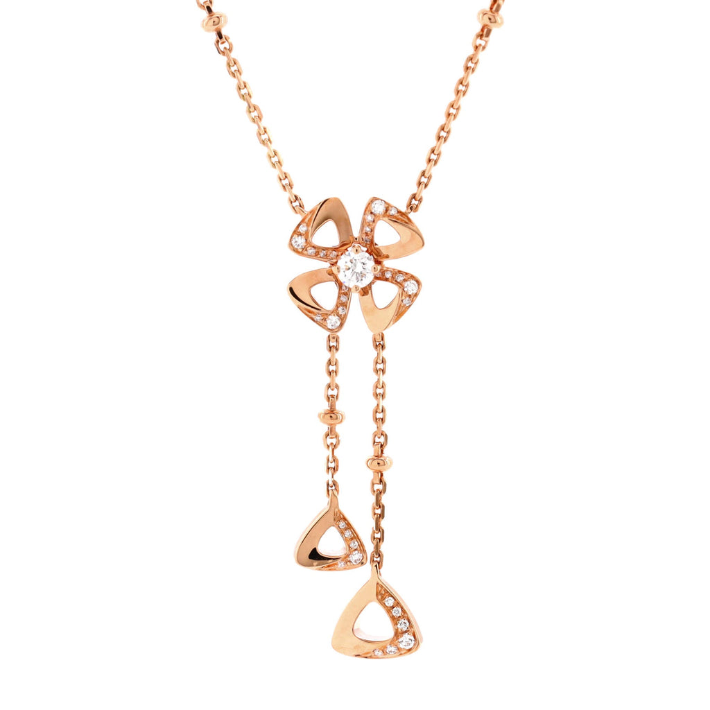 Fiorever Drop Pendant Necklace 18K Rose Gold and Diamonds
