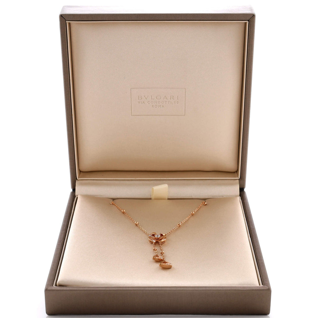 Fiorever Drop Pendant Necklace 18K Rose Gold and Diamonds