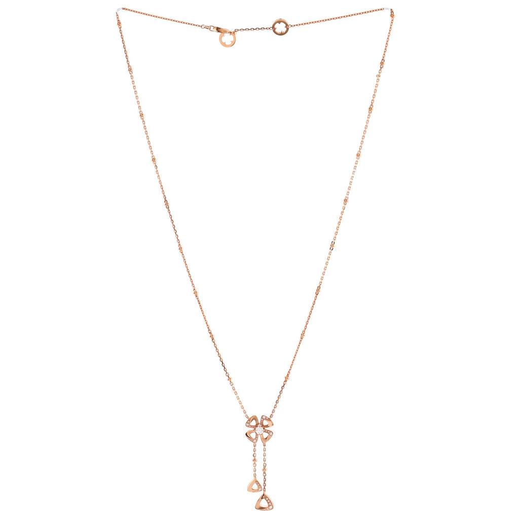 Fiorever Drop Pendant Necklace 18K Rose Gold and Diamonds